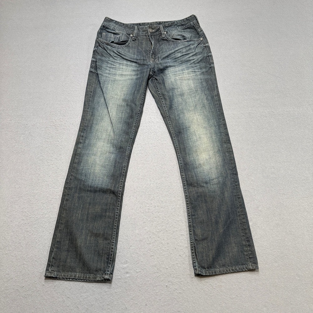 Buffalo David Bitton Jeans Men's 32x30 Blue Driven Basic Straight Leg Whiskered